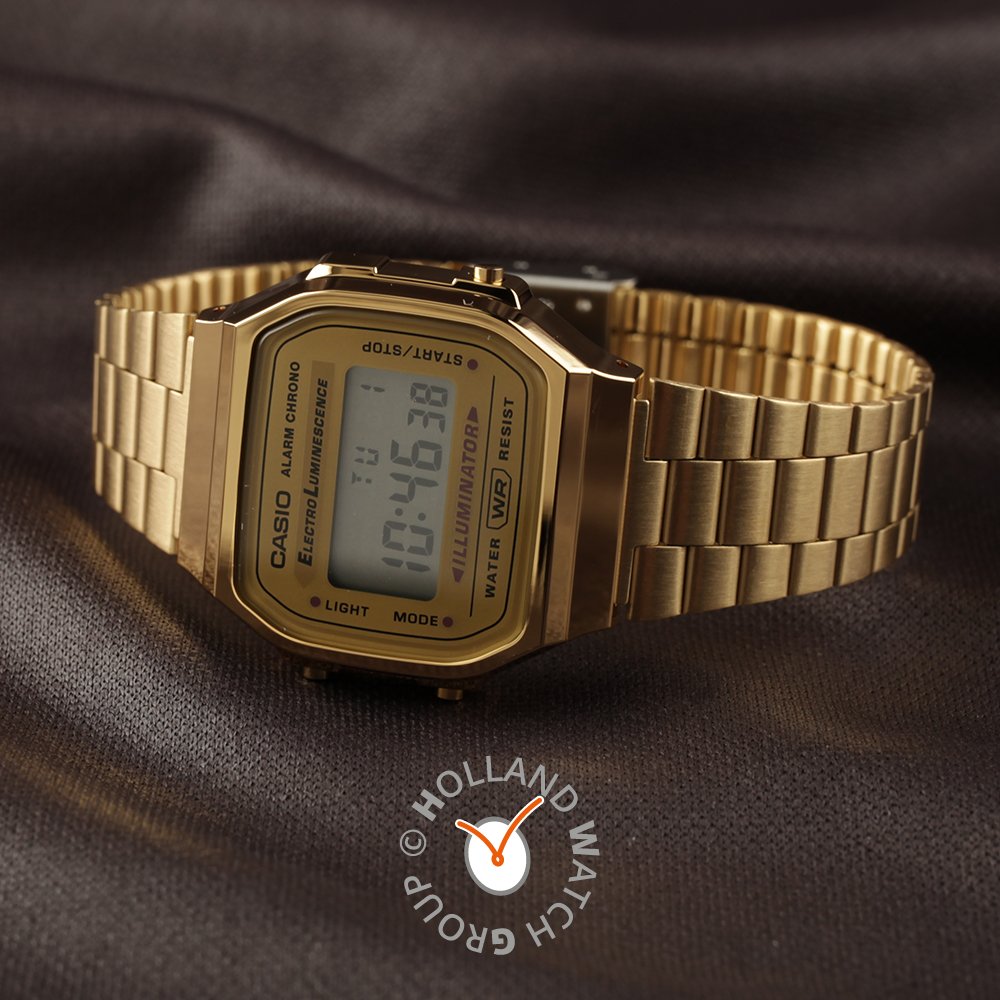 Montre Casio vintage A168WG-9EF Retro Mirror • EAN: 4971850433613 •  Montre.be