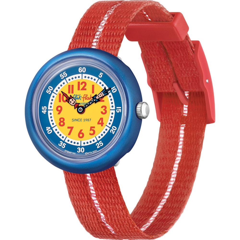 Montre Flik Flak 5+ Power Time FBNP188 Retro Red