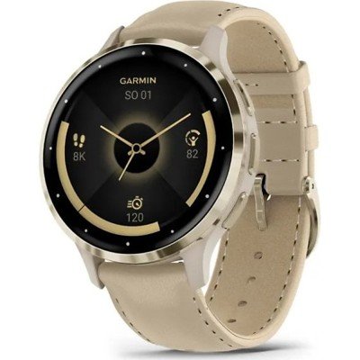 Montre GARMIN Venu® 3S Lunette en acier inoxydable Soft Gold avec boîtier  et bracelet en