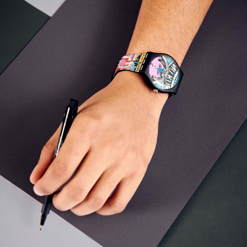 Montre Swatch Specials and Limited Editions SUOZ334 The city and design,  The wonders of life - by Tanadori Yokoo • EAN: 7610522833050 • Montre.be